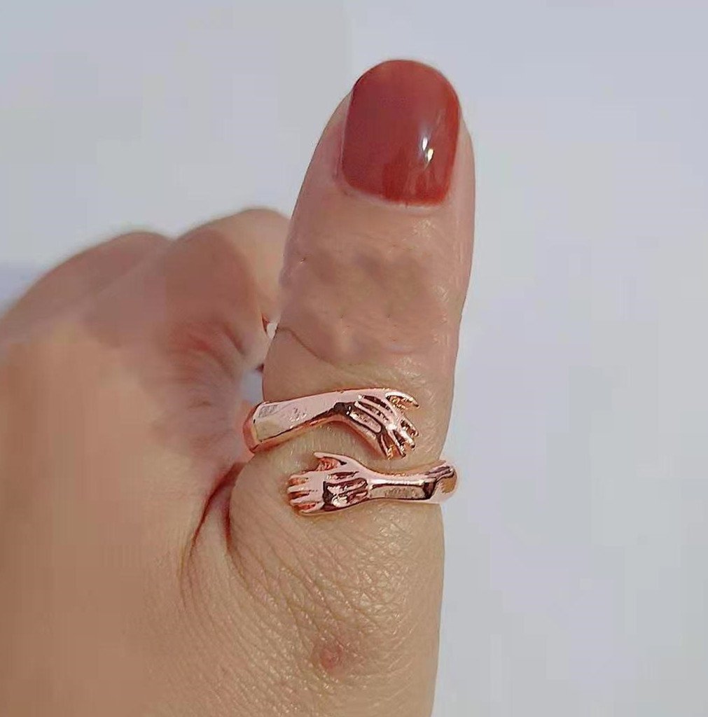 Simple And Creative Love Hands Embracing Ring - Image 9