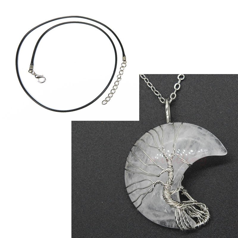 Natural Crystal Moon Pendant - Image 3