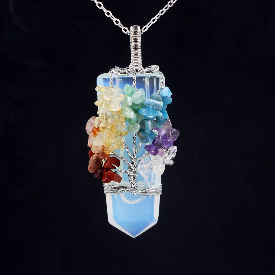 Crystal Column Tree Of Life Winding Pendant Necklace - Image 2