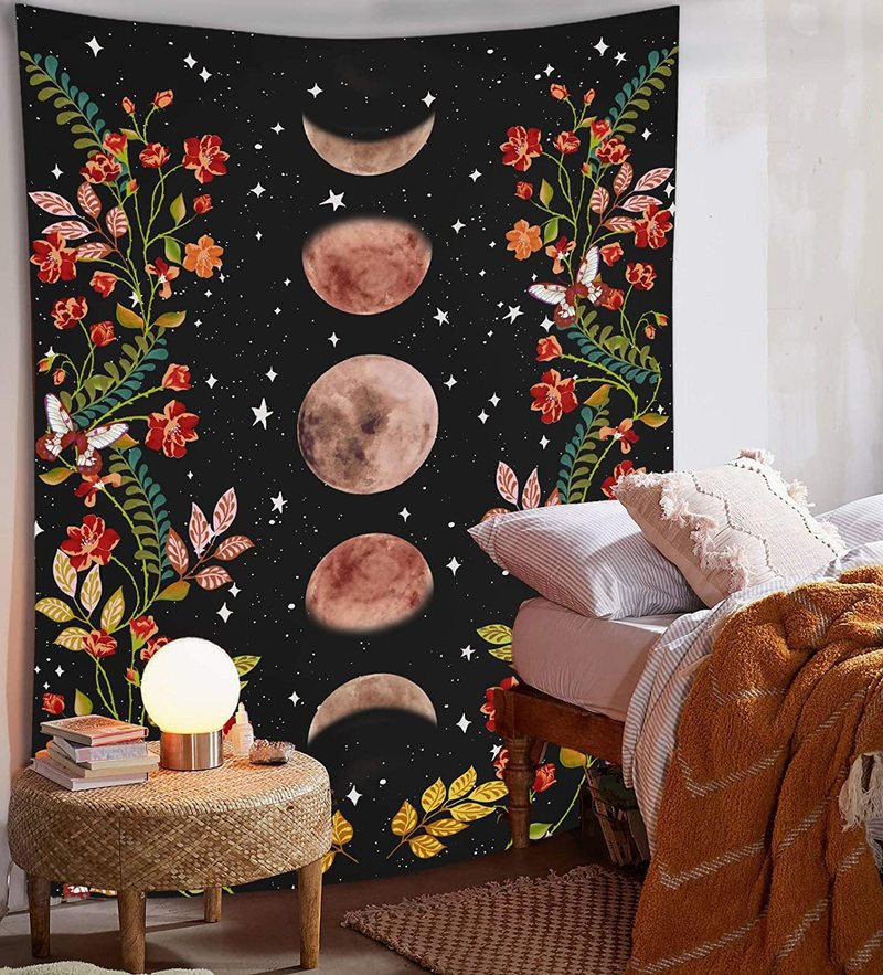 Moon Phase Flower Tapestry Home Decoration Bedroom Decoration Background Cloth Can Be Customized - Image 2