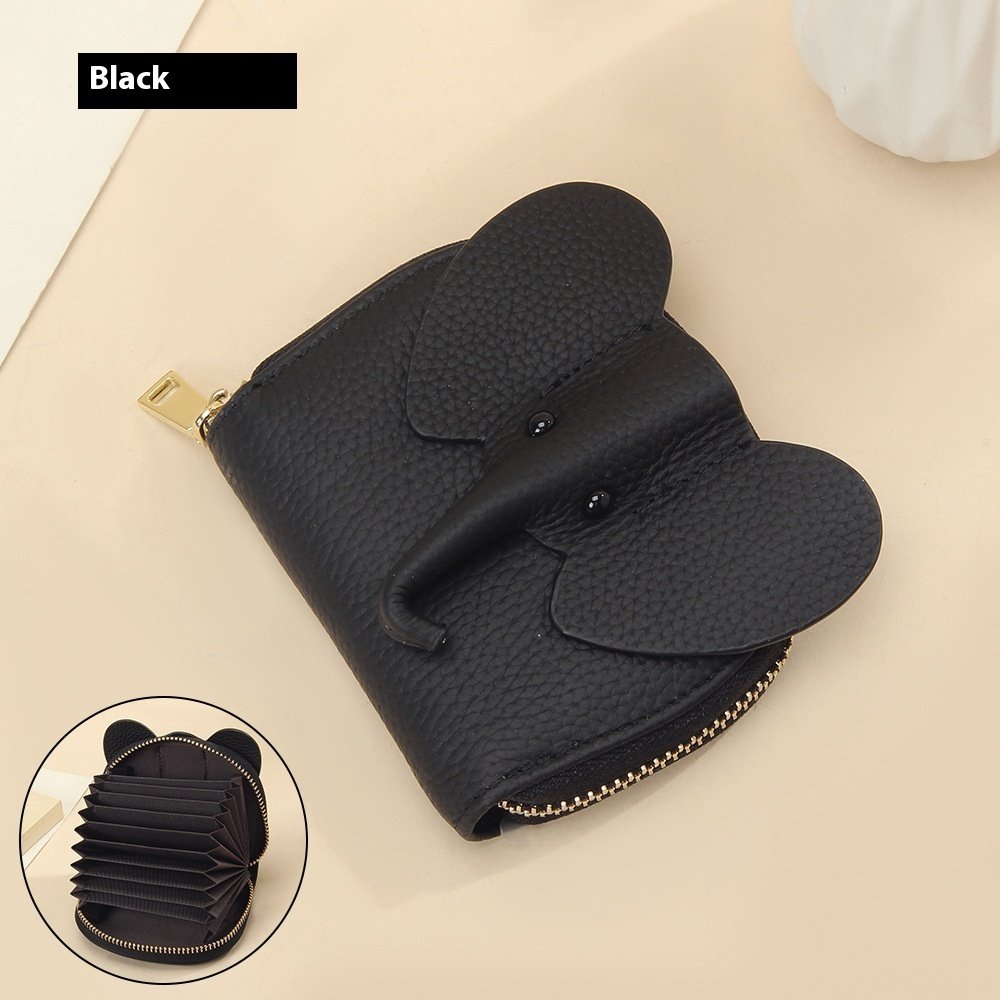 Leather Organ Card Holder Bags Creative Elephant Zipper Wallet Fashion Bag - Image 6