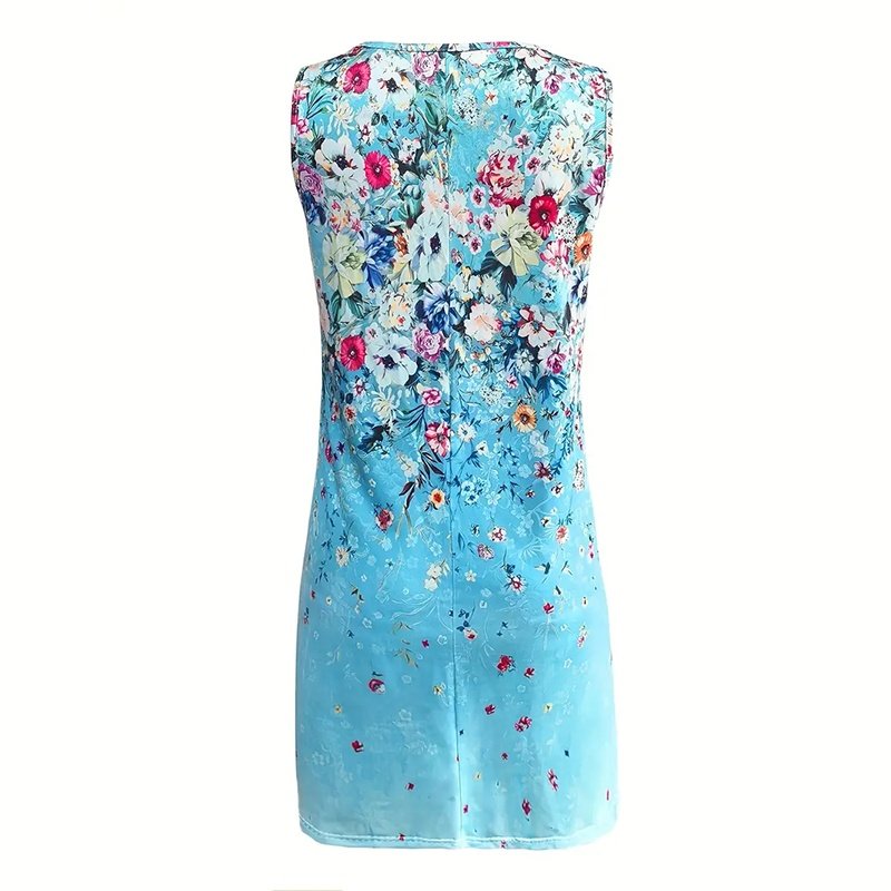 Women's Sleeveless Floral Print Boho Sundress Casual Loose Fit Summer Tank Dress - Image 10