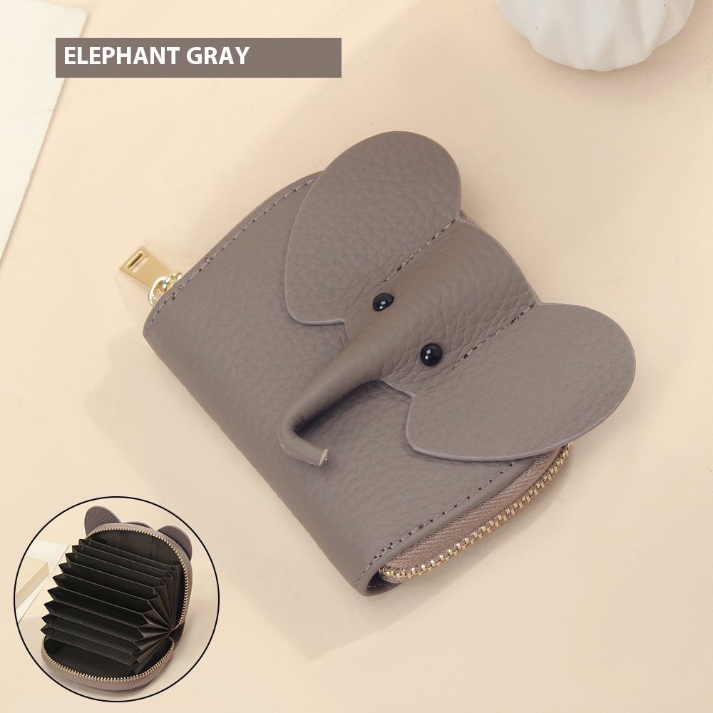 Leather Organ Card Holder Bags Creative Elephant Zipper Wallet Fashion Bag - Image 8