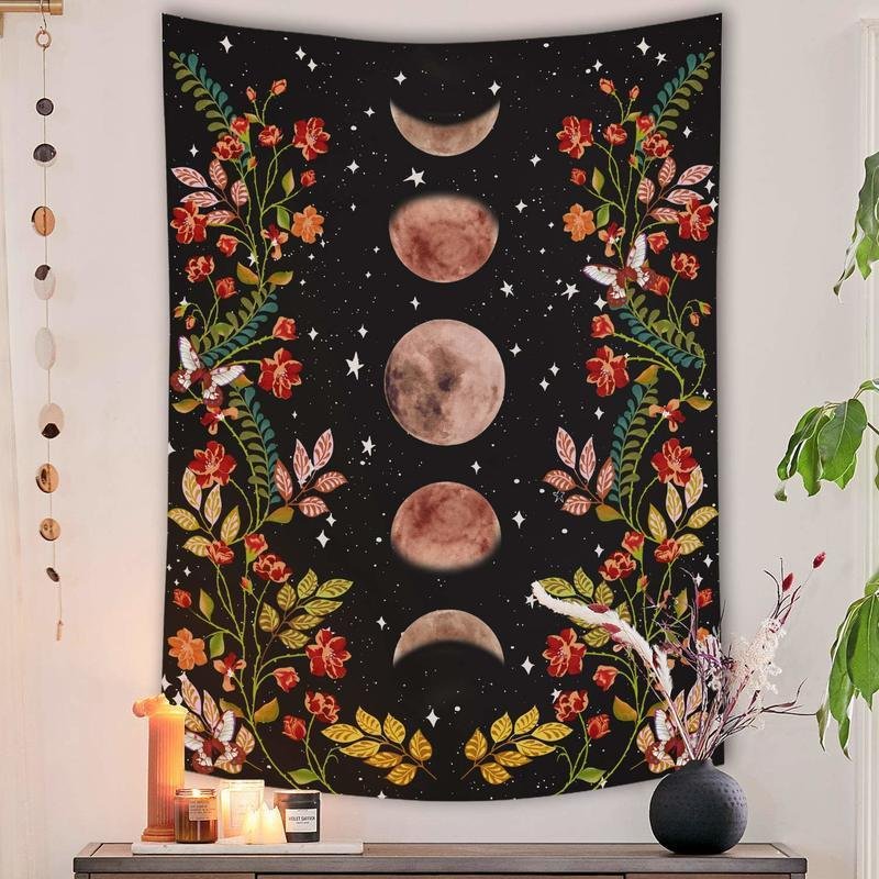 Moon Phase Flower Tapestry Home Decoration Bedroom Decoration Background Cloth Can Be Customized - Image 4