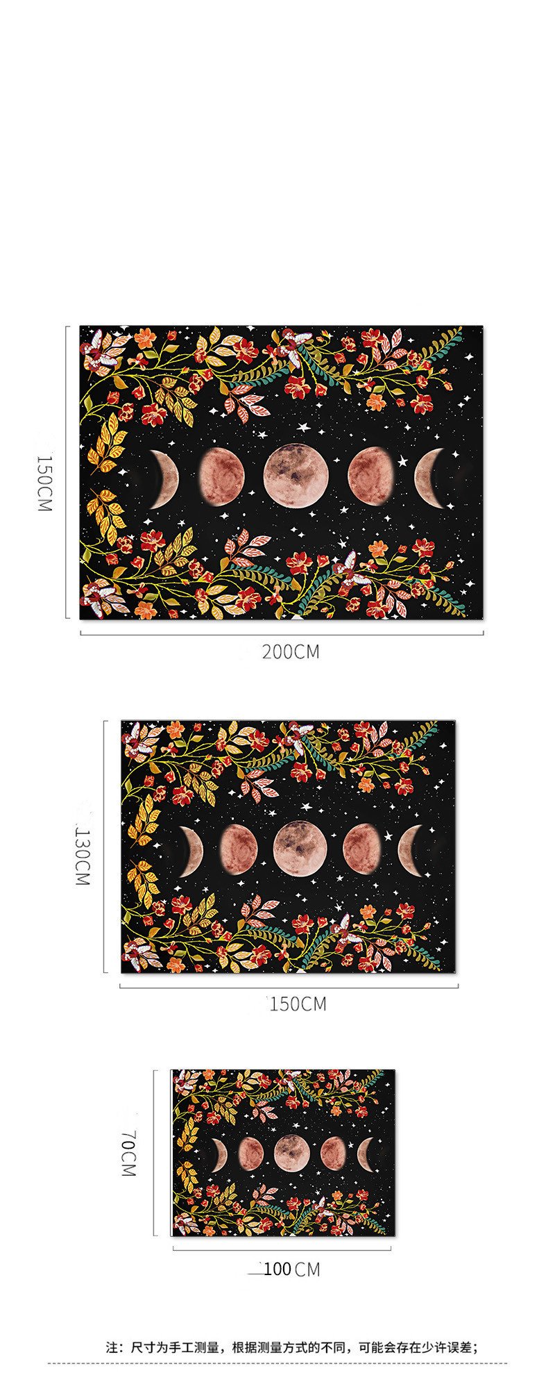 Moon Phase Flower Tapestry Home Decoration Bedroom Decoration Background Cloth Can Be Customized - Image 3