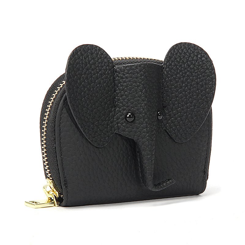 Leather Organ Card Holder Bags Creative Elephant Zipper Wallet Fashion Bag - Image 5