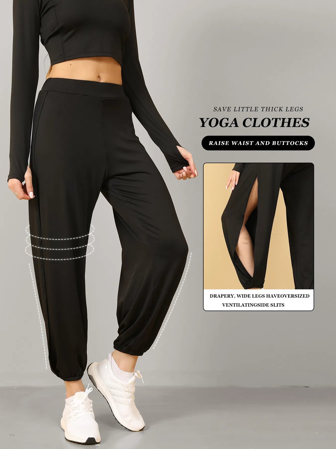 High Slit Boho Harem Yoga Pants For Women Flowy, Trendy & Comfortable - Image 6