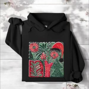 Boho Floral Christmas Hoodie, Christmas Hand Drawn Hoodie, Merry And Bright Boho Xmas Hoodie, Gift For The Holidays, Xmas Season Hoodie, Coquette Christmas Hoodie