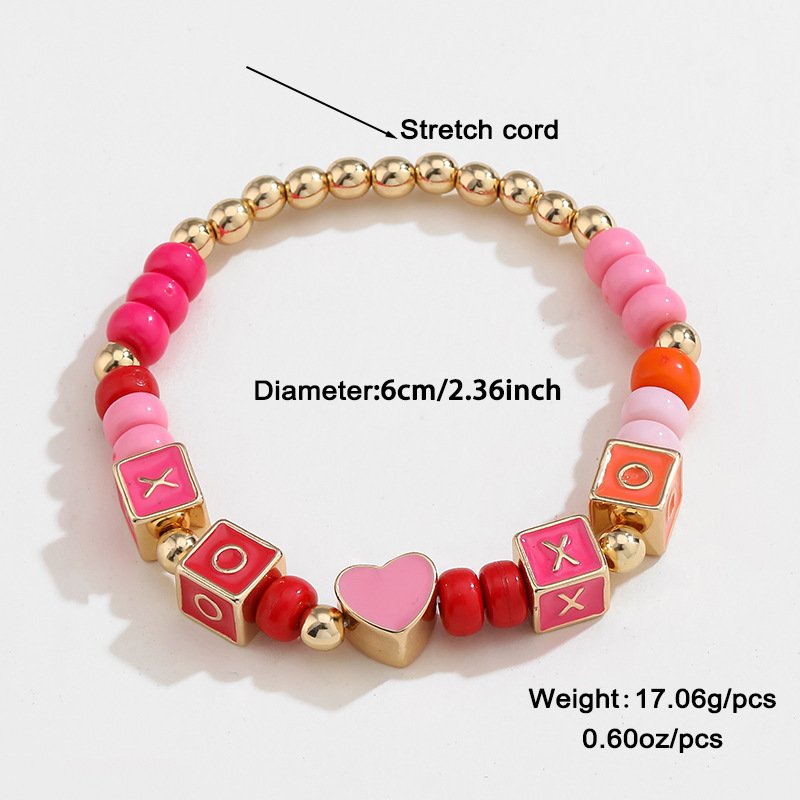 Colorful Beaded Necklace Original Design Square English Combination Bracelet Suit - Image 5