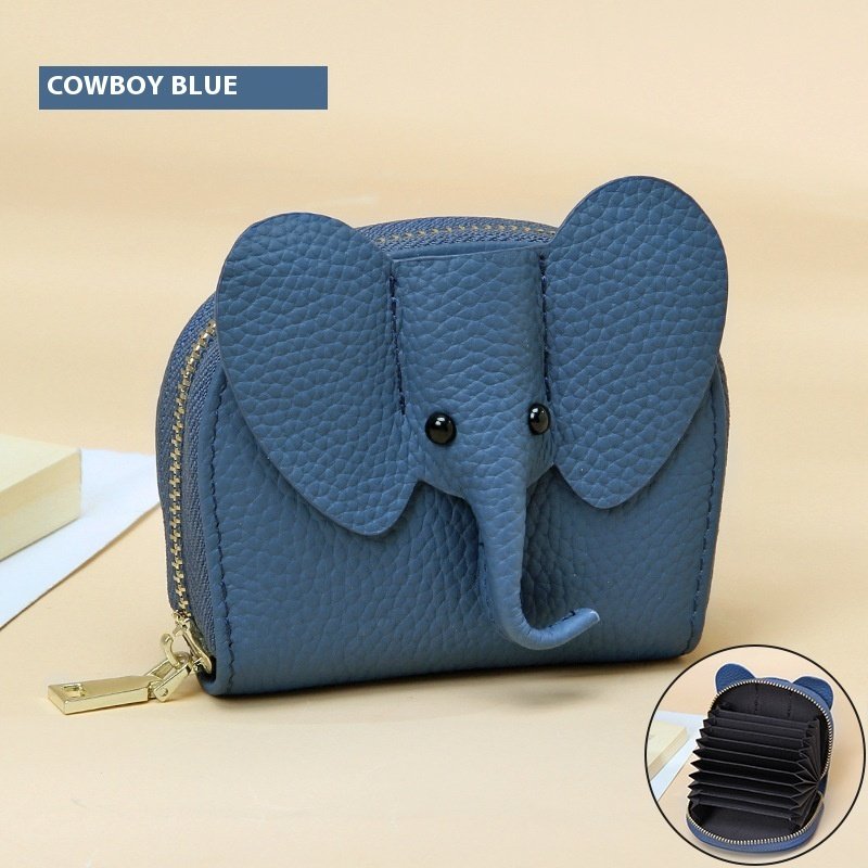 Leather Organ Card Holder Bags Creative Elephant Zipper Wallet Fashion Bag - Image 3