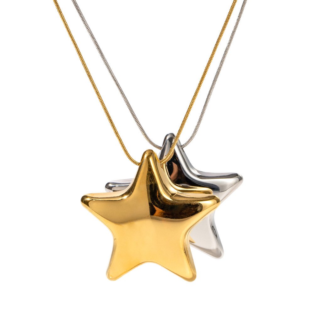 New 18K Gold-plated Necklace Jewelry Stainless Steel Five-pointed Star - Image 6