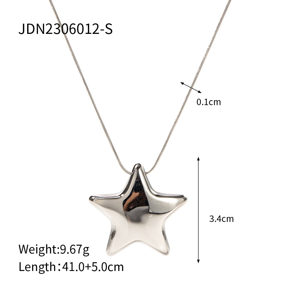 New 18K Gold-plated Necklace Jewelry Stainless Steel Five-pointed Star - Image 9