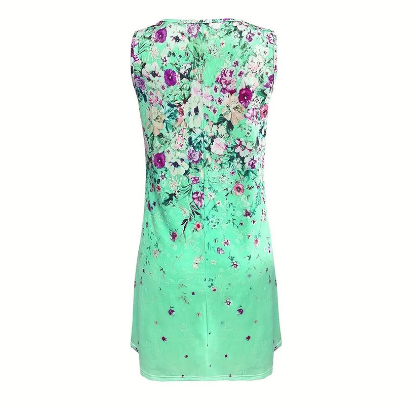 Women's Sleeveless Floral Print Boho Sundress Casual Loose Fit Summer Tank Dress - Image 2