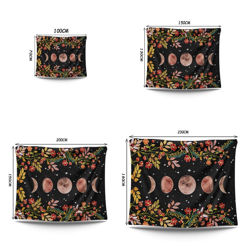 Moon Phase Flower Tapestry Home Decoration Bedroom Decoration Background Cloth Can Be Customized - Image 6