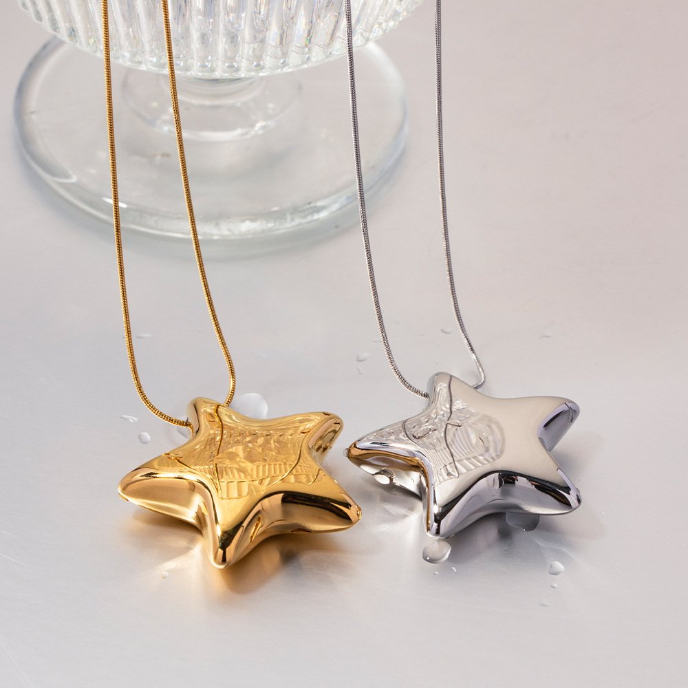 New 18K Gold-plated Necklace Jewelry Stainless Steel Five-pointed Star - Image 7