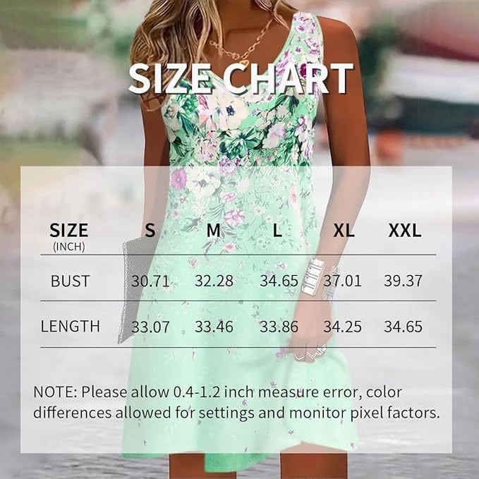 Women's Sleeveless Floral Print Boho Sundress Casual Loose Fit Summer Tank Dress - Image 7