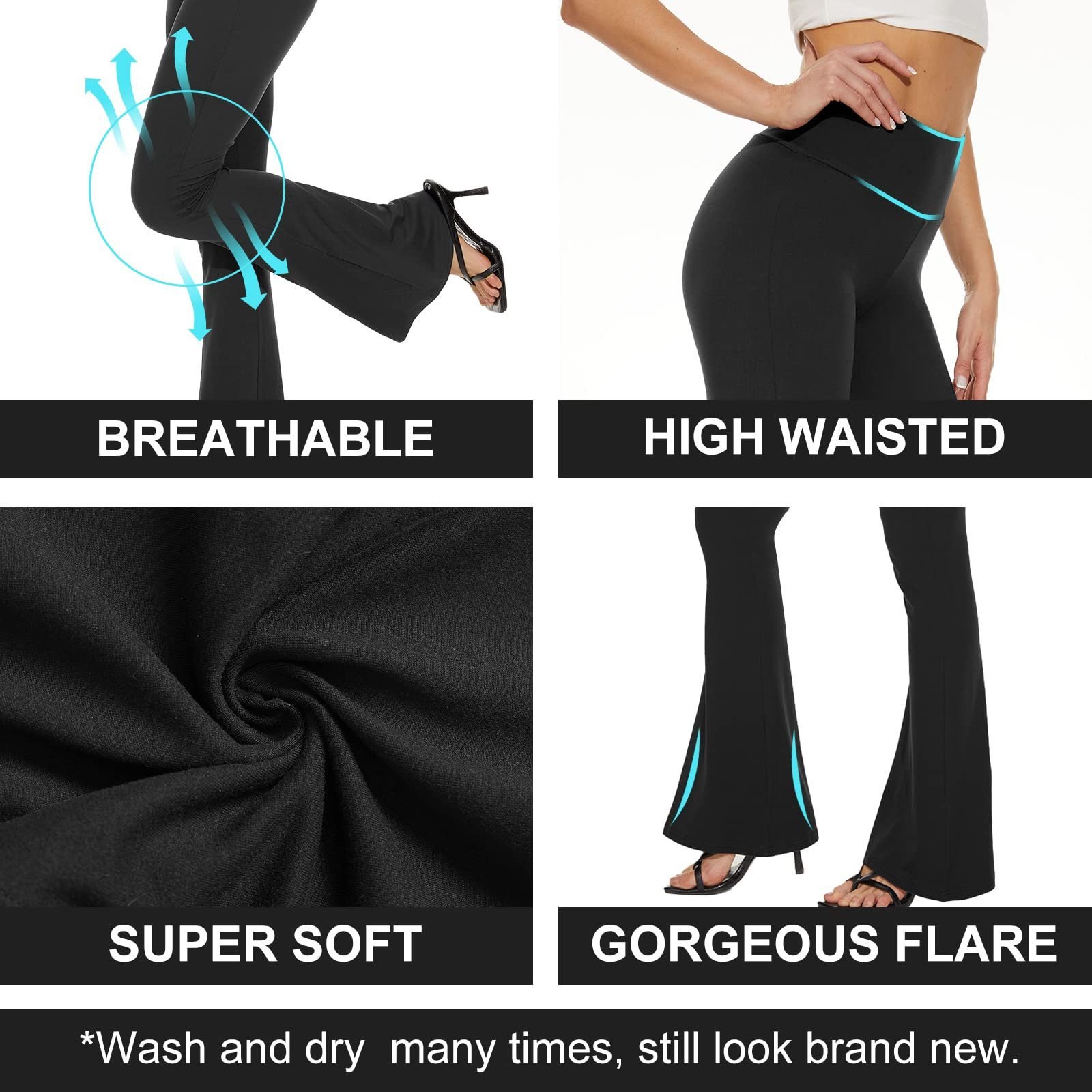 Palazzo Print Pants For Women Flare Leggings - Casual Boho Wide Leg Yoga Pants - Image 3