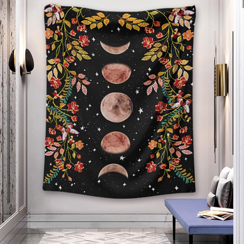 Moon Phase Flower Tapestry Home Decoration Bedroom Decoration Background Cloth Can Be Customized - Image 5