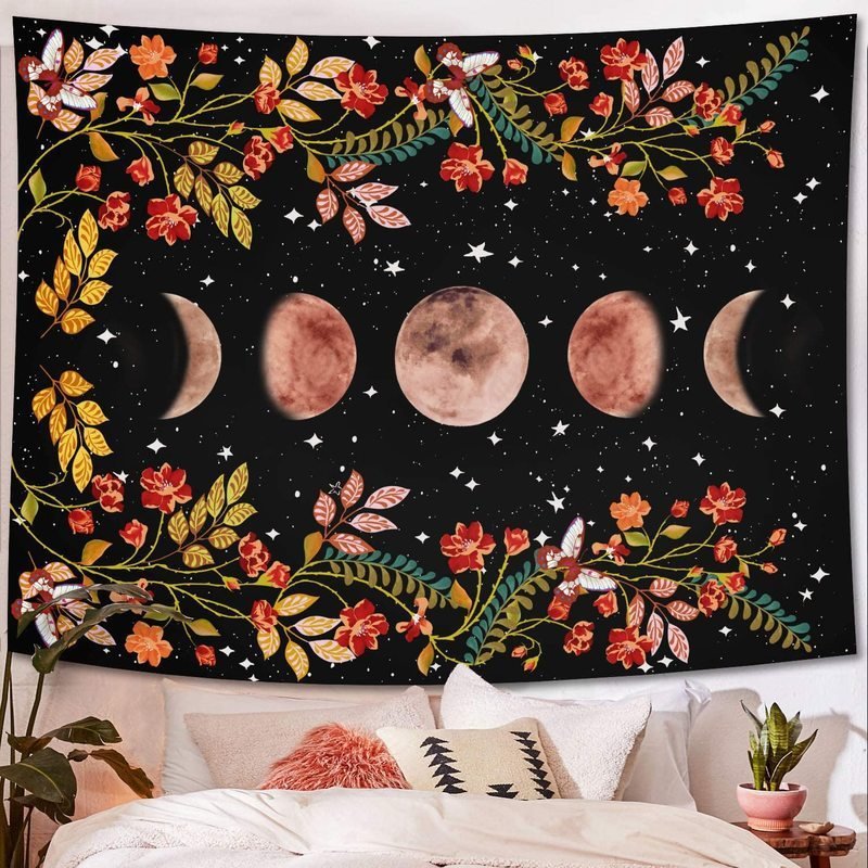 Moon Phase Flower Tapestry Home Decoration Bedroom Decoration Background Cloth Can Be Customized - Image 7