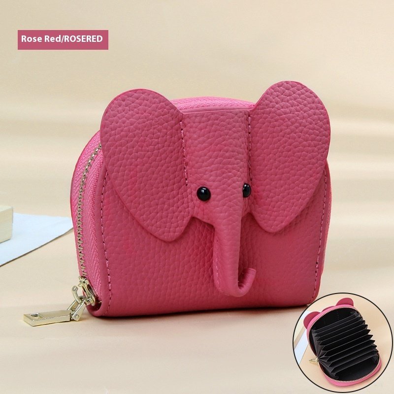 Leather Organ Card Holder Bags Creative Elephant Zipper Wallet Fashion Bag - Image 4