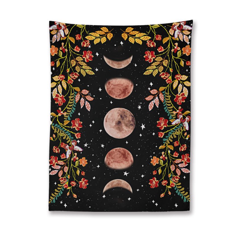 Moon Phase Flower Tapestry Home Decoration Bedroom Decoration Background Cloth Can Be Customized