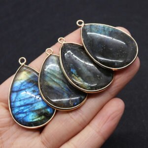 Natural Stone Black Sparkling Stone Pendant 26x40mm