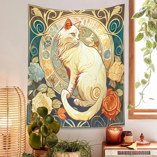 Magical Black Cat Tapestry Wall Hanging Art - Image 2