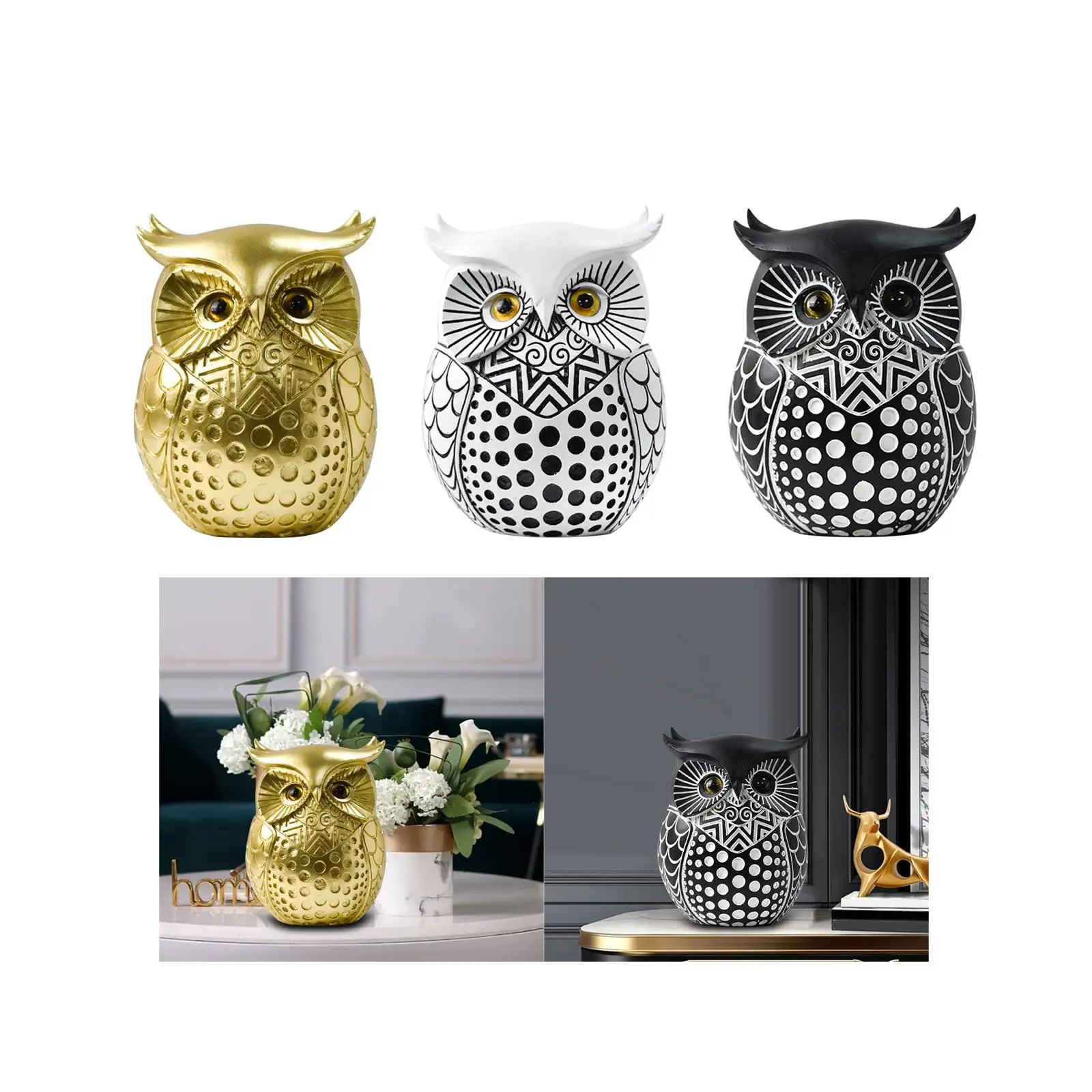 Owl Statue Home Decor Simple Accent Cute Animal Sculpture Owl Decorations for Home for Tabletop Entrance Shelf Mantel - Image 6