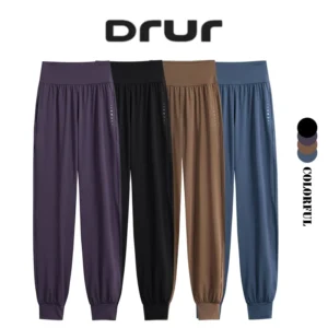 DRUR Women Sports Pants Summer High Waist Breathable Versatile Yoga Pants Female Sweatpants With Pocket Running Trousers Gymwear