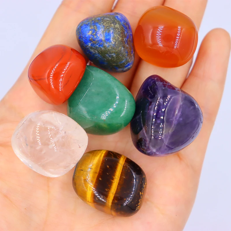 7pc/set Natural crystal Yoga Polished Energy Stone Agate Chakra Reiki Healing Home Decoration Collection Popular Stones - Image 2