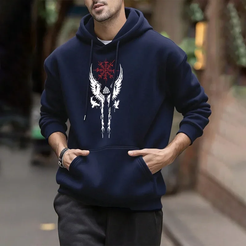 Ancient Viking Raven Men Hoodies Urban Streetwear Fashion Hooded Sweatshirt Male Hip Hop Trendy Casual Hoody Autumn Winter Style - Image 2