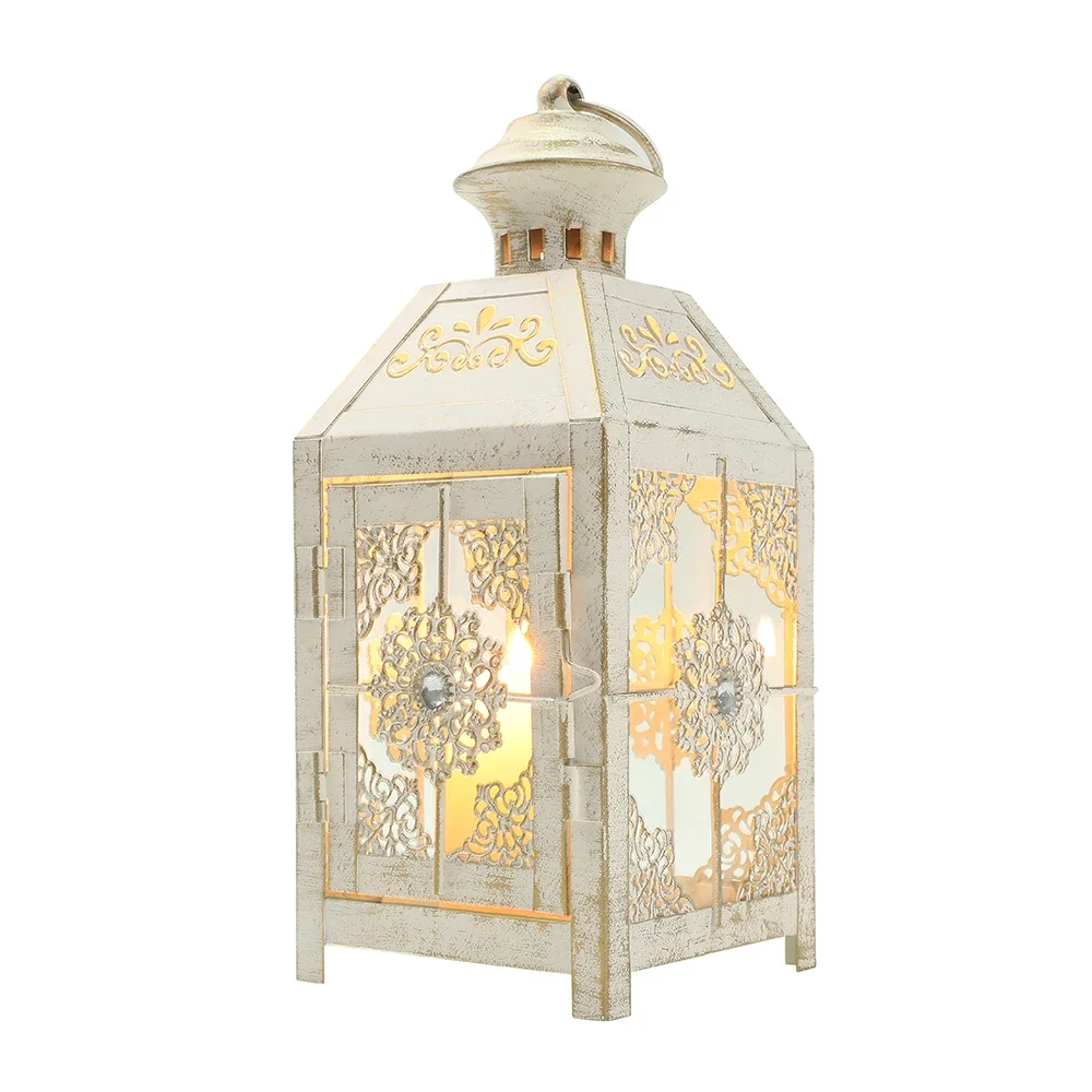 Creative Candle Holder Wrought Iron Glass Wind Light Hanging Candle Lantern for Home Yard Garden Wedding Party Decor - Image 2