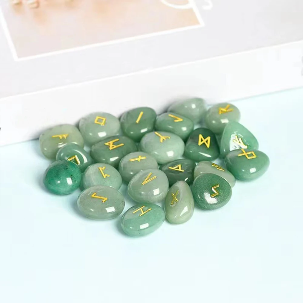 100% Natural stone metal Posting Germanic Runes Runes irregular Rolling carving Reiki Healing Divination Memorial collection - Image 6
