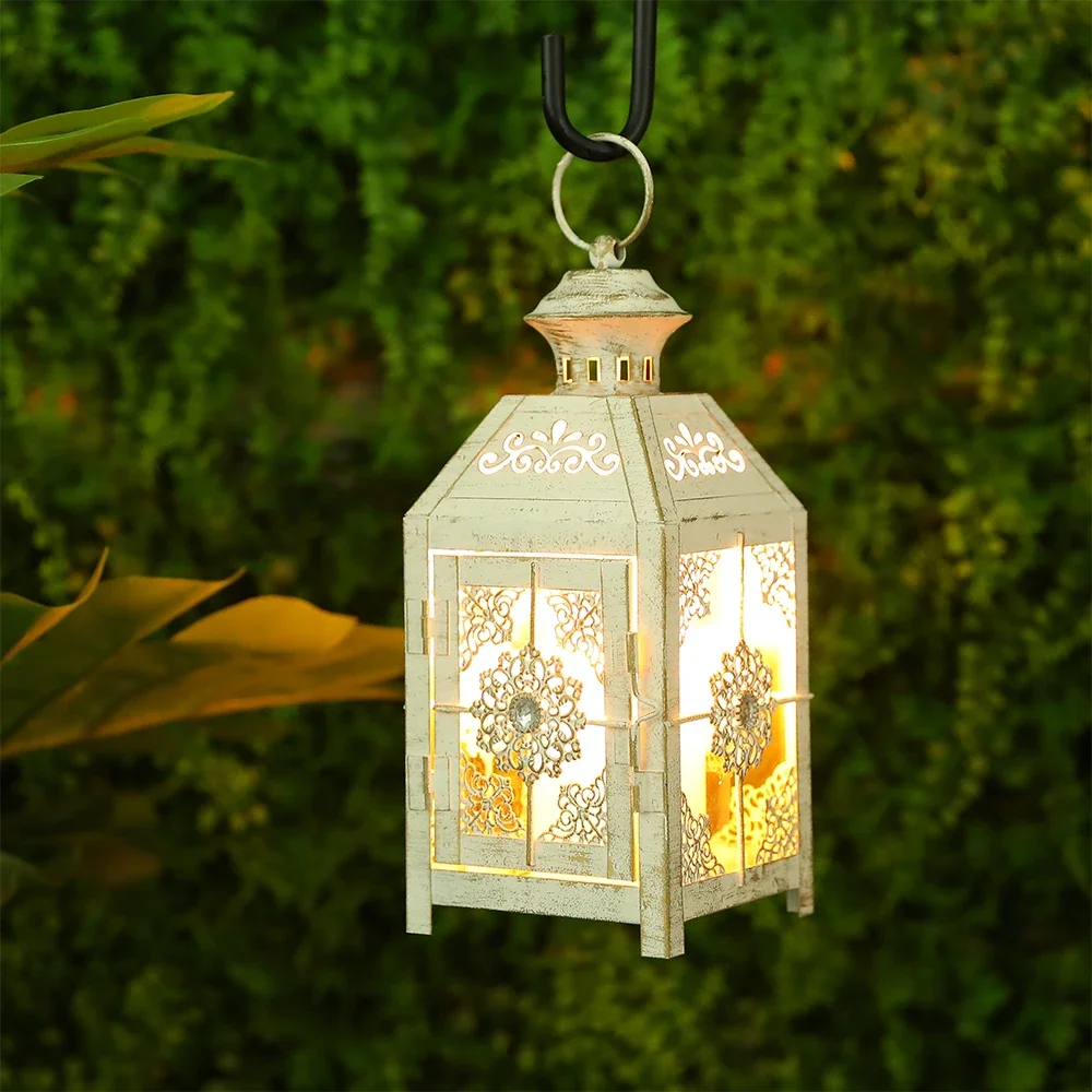Creative Candle Holder Wrought Iron Glass Wind Light Hanging Candle Lantern for Home Yard Garden Wedding Party Decor - Image 5