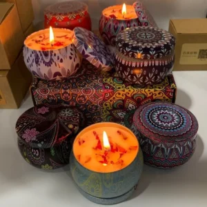 1PCS Vintage Can Candles Soy Wax Flower Fragrance Scented Candle Home Decoration Candle Jars for Wedding Ceremony Birthday Gift