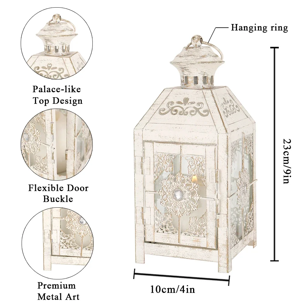 Creative Candle Holder Wrought Iron Glass Wind Light Hanging Candle Lantern for Home Yard Garden Wedding Party Decor - Image 6