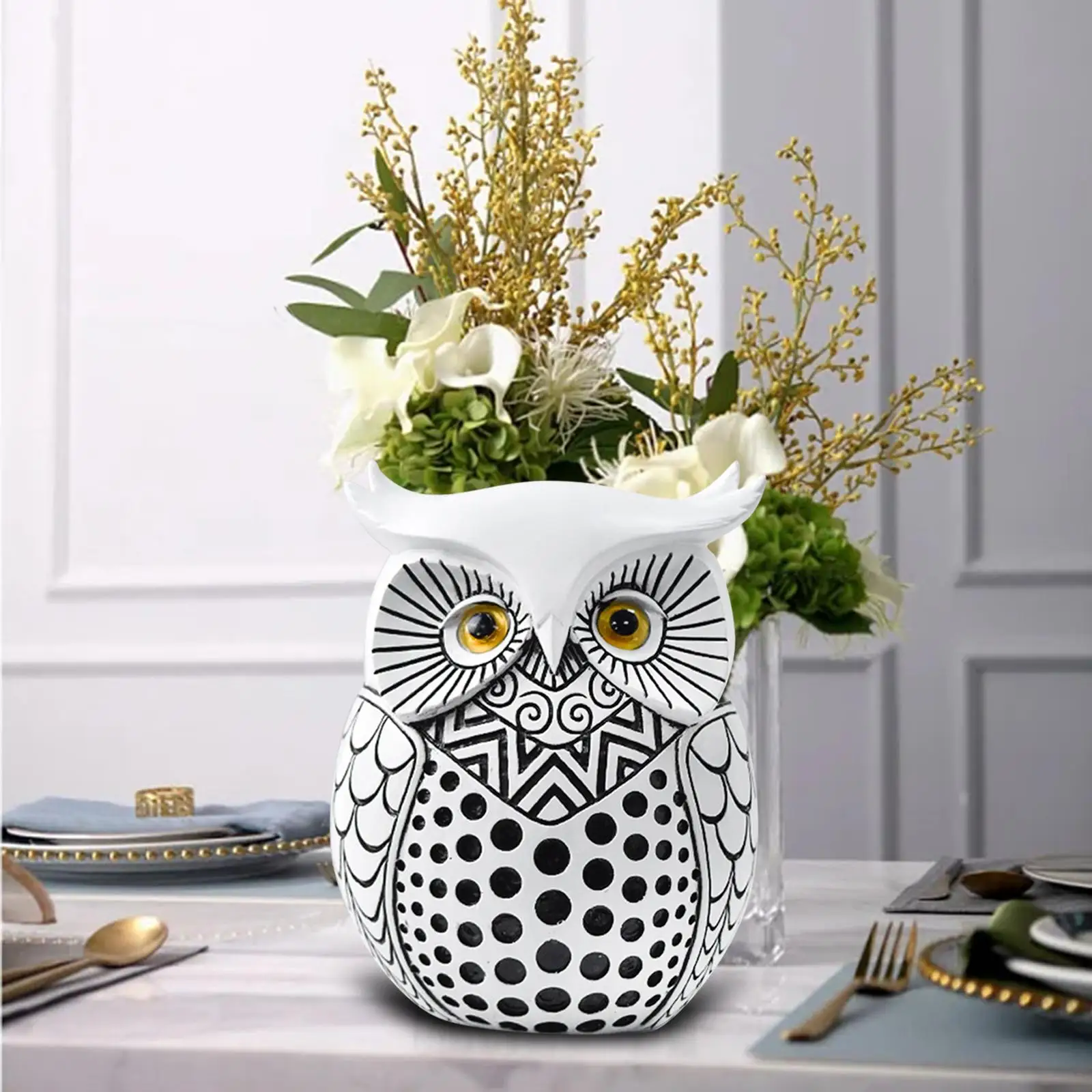 Owl Statue Home Decor Simple Accent Cute Animal Sculpture Owl Decorations for Home for Tabletop Entrance Shelf Mantel - Image 3